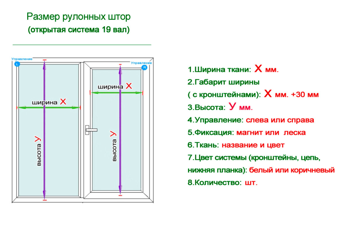 как правильно замерить рулонные шторы на пластиковые окна день ночь