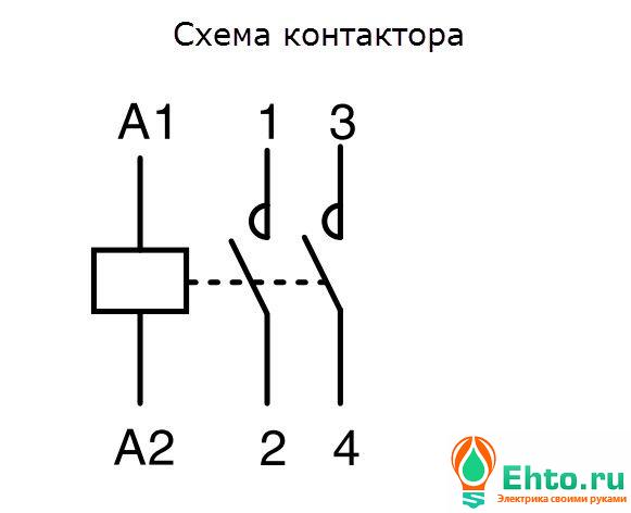 Обозначение контактора на электрической схеме