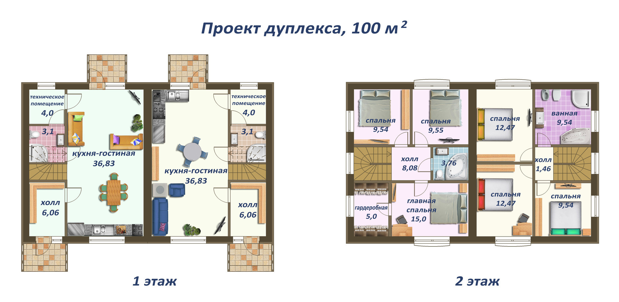 Проекты и планировка домов и коттеджей на две семьи