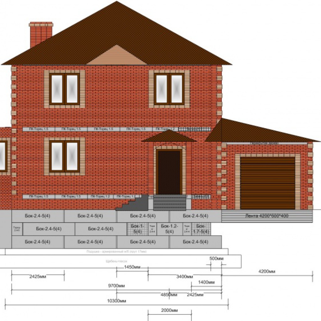 Проект фундамента дома с гаражом