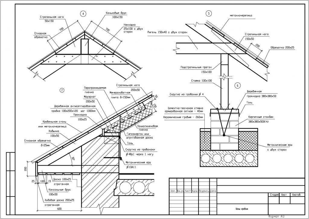 Стропильная система крыши чертежи dwg