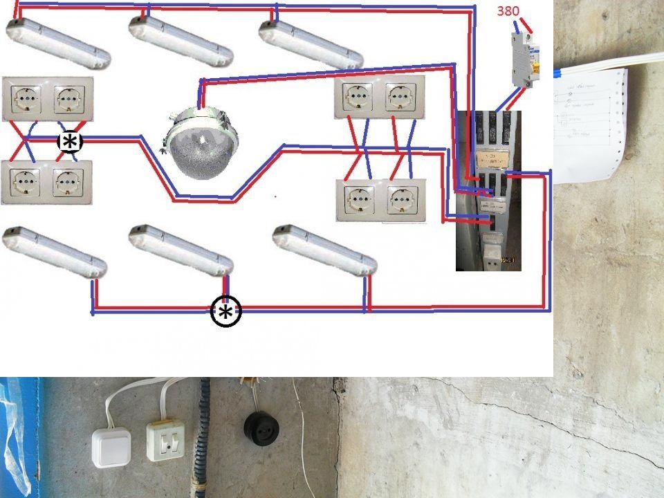 Проводка в гараже своими руками схемы на 220