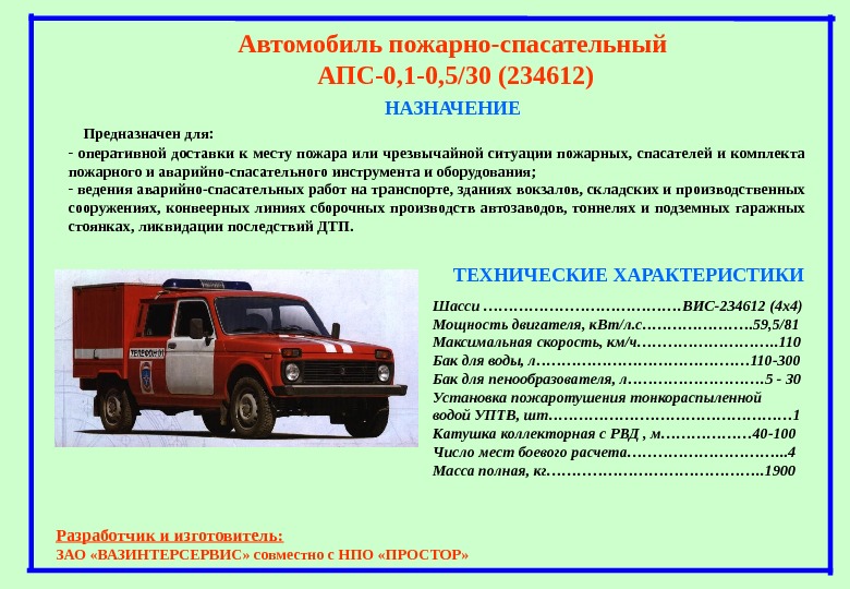Аварийно спасательные автомобили конспект