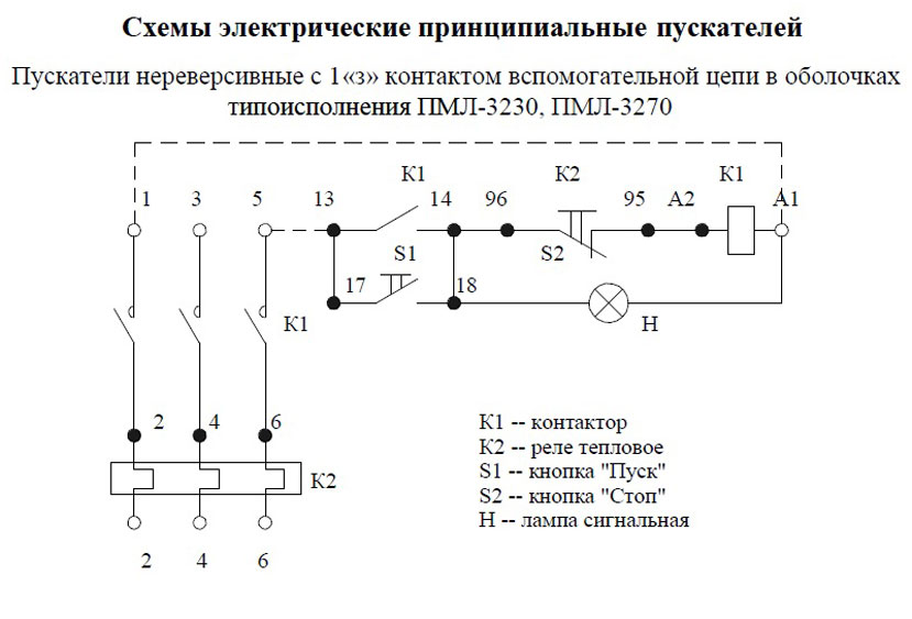 Обозначение пускателей на схеме