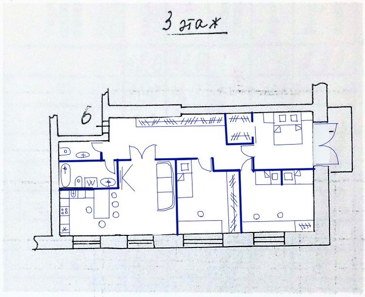 Проект переделки трехкомнатной хрущевки