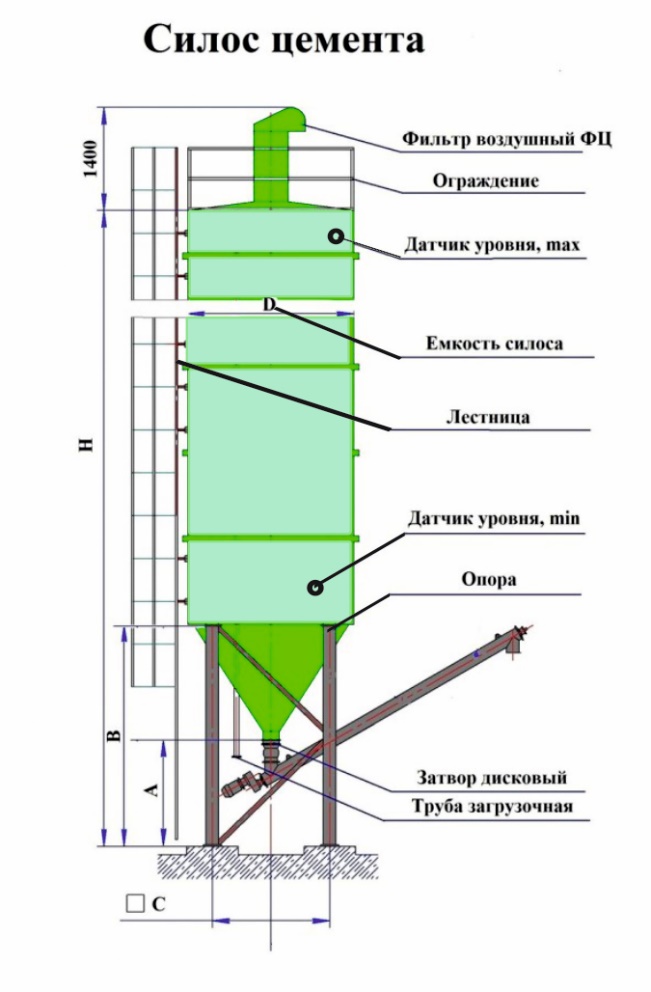 Цементный силос чертеж