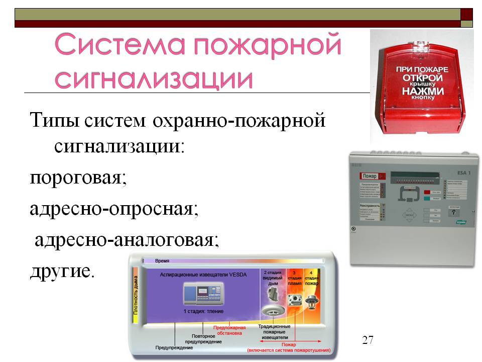 Виды пожарной сигнализации - охранно-пожарная система и виды датчиков