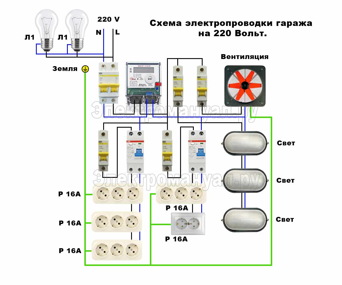 Схема проводки гаража