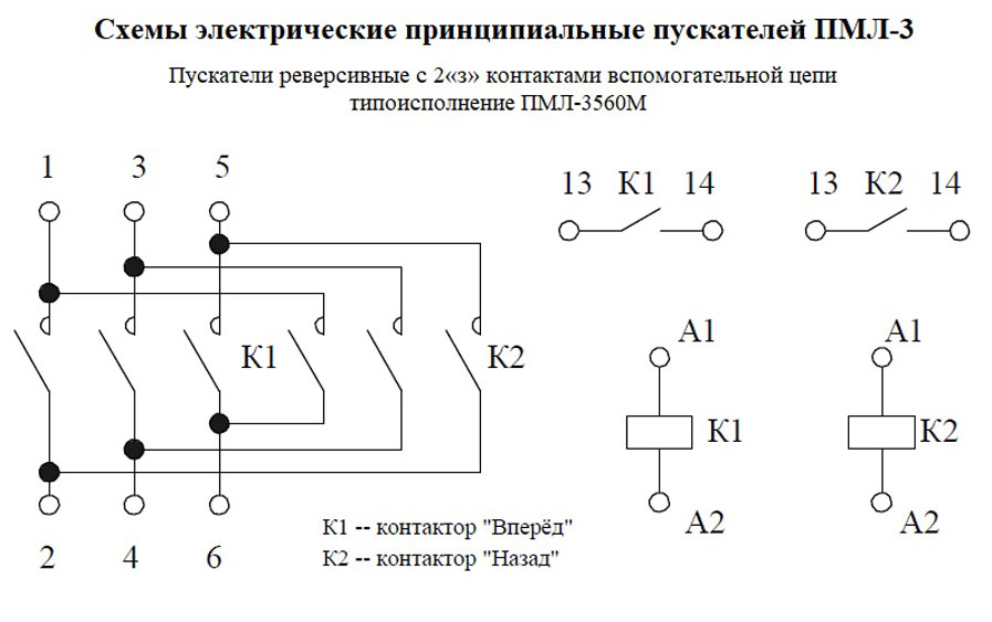 Изображение контактора на схеме