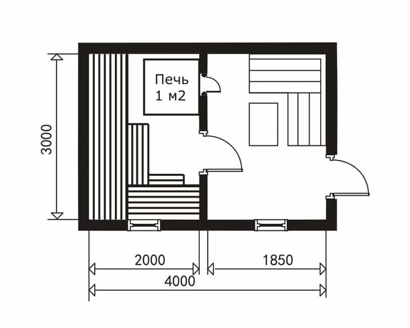 Проект бани 2 на 2 метра