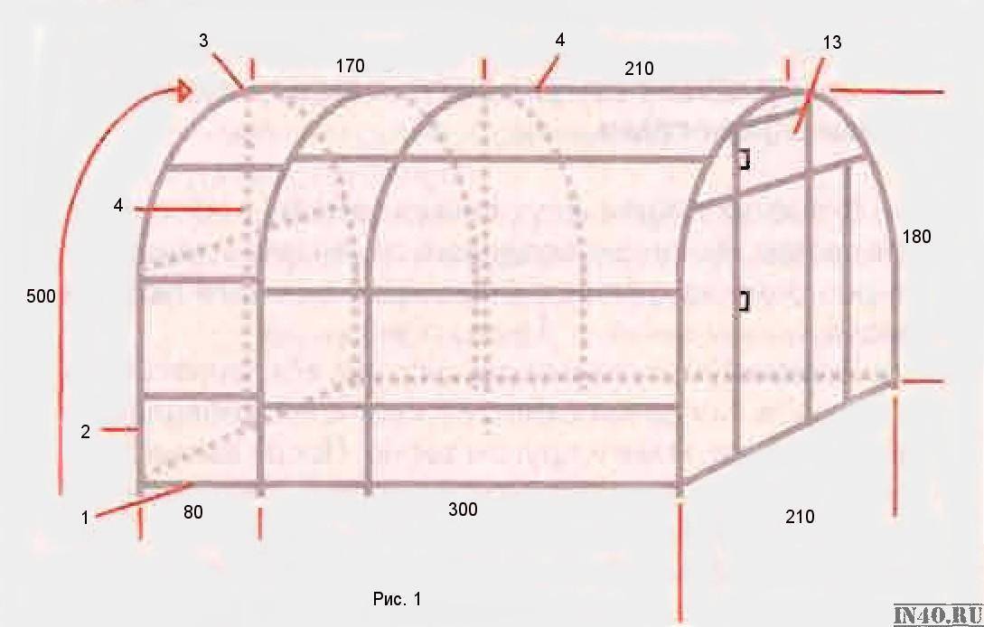 Теплица из полипропиленовых труб чертеж подробный