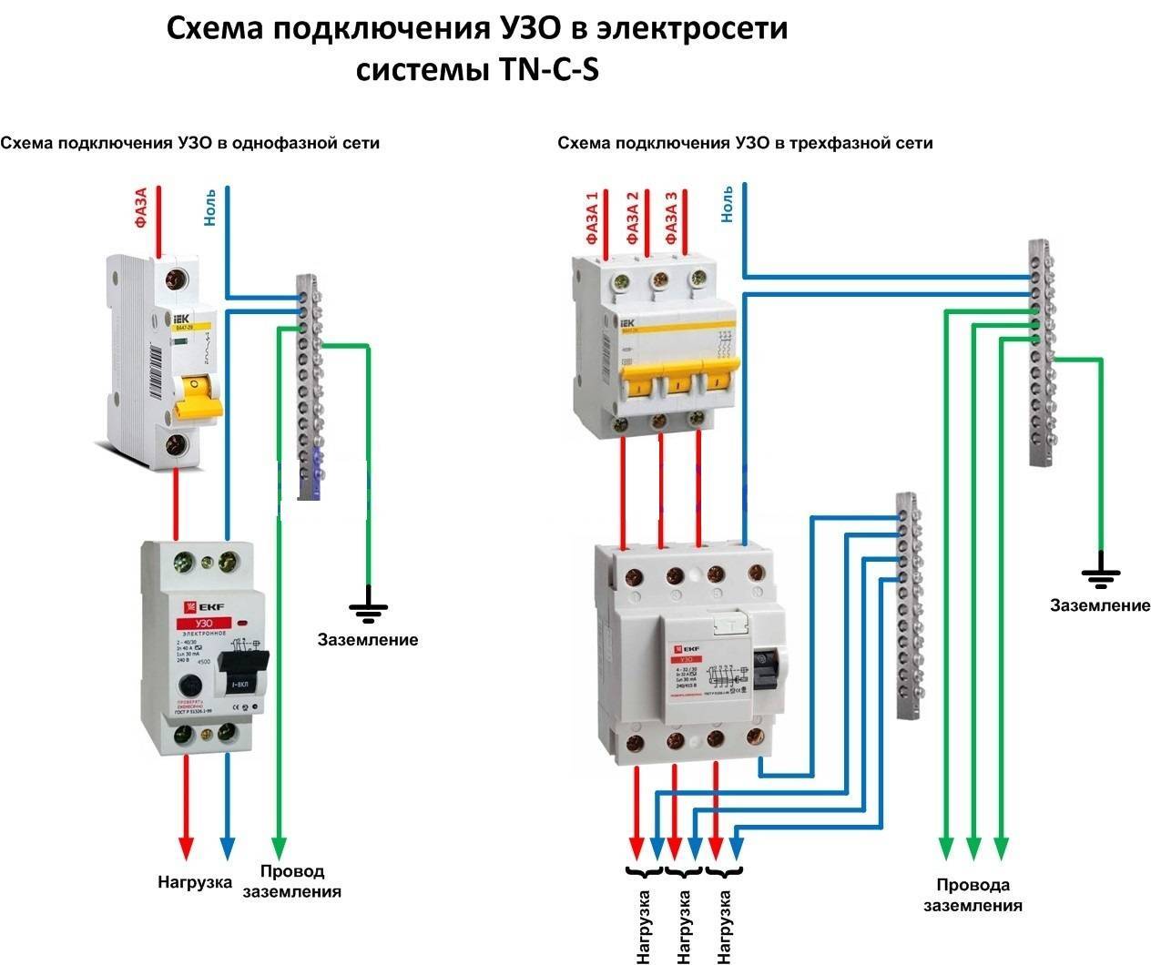 Схема подключения узо без заземления